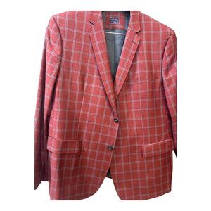 UNTUCKit Red Wool Sport Coat with Windowpane Pattern